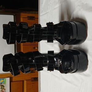 Lemon Drop by Privileged Black Vinyl Strappy Gladiator Sandal Platform Heels 7.5